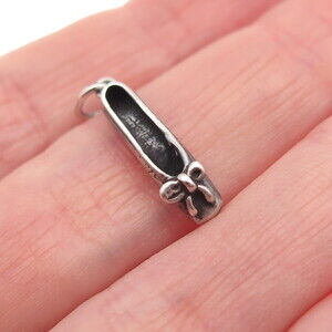 Sunwest Sterling Silver Vintage Ballerina Shoe Oxidized 3D Mini Charm Pendant